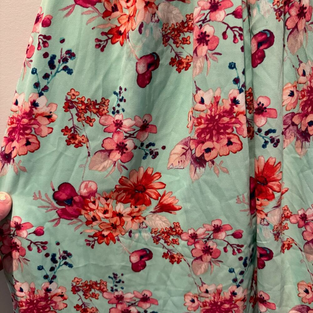 NYMPHE - Romantic Beachy Green Floral Dress | Size L - Picture 9 of 15